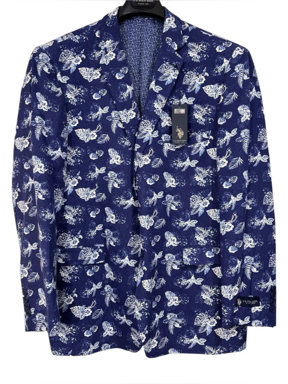 US Polo Assn NWT Blue Floral Suit Jacket Blazer Sport Coat Size 48R Men’s